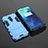 Silicone Matte Finish and Plastic Back Cover Case with Stand for OnePlus 7T Pro Sky Blue