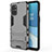 Silicone Matte Finish and Plastic Back Cover Case with Stand for OnePlus 8T 5G Gray