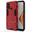 Silicone Matte Finish and Plastic Back Cover Case with Stand for OnePlus Nord N100 Red