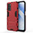 Silicone Matte Finish and Plastic Back Cover Case with Stand for Oppo A53s 5G Red