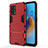 Silicone Matte Finish and Plastic Back Cover Case with Stand for Oppo A74 4G Red