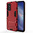 Silicone Matte Finish and Plastic Back Cover Case with Stand for Oppo A94 5G Red