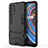 Silicone Matte Finish and Plastic Back Cover Case with Stand for Realme V15 5G Black