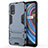 Silicone Matte Finish and Plastic Back Cover Case with Stand for Realme V15 5G Blue