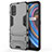 Silicone Matte Finish and Plastic Back Cover Case with Stand for Realme V15 5G Gray