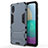 Silicone Matte Finish and Plastic Back Cover Case with Stand for Samsung Galaxy A02