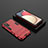 Silicone Matte Finish and Plastic Back Cover Case with Stand for Samsung Galaxy A02s Red