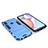 Silicone Matte Finish and Plastic Back Cover Case with Stand for Samsung Galaxy A10s Blue