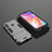 Silicone Matte Finish and Plastic Back Cover Case with Stand for Samsung Galaxy A70E Gray