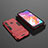 Silicone Matte Finish and Plastic Back Cover Case with Stand for Samsung Galaxy A70E Red