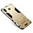 Silicone Matte Finish and Plastic Back Cover Case with Stand for Samsung Galaxy A8 Star Gold