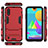 Silicone Matte Finish and Plastic Back Cover Case with Stand for Samsung Galaxy M01