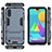 Silicone Matte Finish and Plastic Back Cover Case with Stand for Samsung Galaxy M01