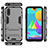 Silicone Matte Finish and Plastic Back Cover Case with Stand for Samsung Galaxy M01