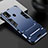 Silicone Matte Finish and Plastic Back Cover Case with Stand for Samsung Galaxy M21s Blue