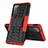 Silicone Matte Finish and Plastic Back Cover Case with Stand for Samsung Galaxy S20 FE 2022 5G Red