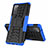 Silicone Matte Finish and Plastic Back Cover Case with Stand for Samsung Galaxy S20 FE 4G Blue