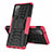 Silicone Matte Finish and Plastic Back Cover Case with Stand for Samsung Galaxy S20 FE 4G Pink