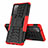 Silicone Matte Finish and Plastic Back Cover Case with Stand for Samsung Galaxy S20 Lite 5G Red
