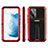 Silicone Matte Finish and Plastic Back Cover Case with Stand for Samsung Galaxy S21 5G Red