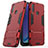 Silicone Matte Finish and Plastic Back Cover Case with Stand for Vivo Y11 Red