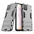 Silicone Matte Finish and Plastic Back Cover Case with Stand for Vivo Y31s 5G Gray