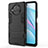 Silicone Matte Finish and Plastic Back Cover Case with Stand for Xiaomi Mi 10i 5G Black