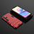 Silicone Matte Finish and Plastic Back Cover Case with Stand for Xiaomi POCO M3 Pro 5G Red