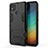 Silicone Matte Finish and Plastic Back Cover Case with Stand for Xiaomi Redmi 9C NFC Black