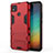 Silicone Matte Finish and Plastic Back Cover Case with Stand for Xiaomi Redmi 9C NFC Red