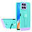 Silicone Matte Finish and Plastic Back Cover Case with Stand H01P for Huawei Honor X8 4G Cyan