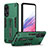 Silicone Matte Finish and Plastic Back Cover Case with Stand H01P for Oppo A78 5G Green