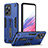 Silicone Matte Finish and Plastic Back Cover Case with Stand H01P for Realme Narzo 50A Prime Blue