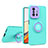 Silicone Matte Finish and Plastic Back Cover Case with Stand H01P for Xiaomi Mi 11T 5G Cyan
