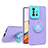 Silicone Matte Finish and Plastic Back Cover Case with Stand H01P for Xiaomi Mi 11T 5G Purple