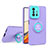 Silicone Matte Finish and Plastic Back Cover Case with Stand H01P for Xiaomi Mi 11T Pro 5G Purple
