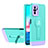 Silicone Matte Finish and Plastic Back Cover Case with Stand H01P for Xiaomi Redmi Note 10 4G Cyan