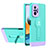 Silicone Matte Finish and Plastic Back Cover Case with Stand H01P for Xiaomi Redmi Note 10 Pro Max Cyan
