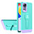 Silicone Matte Finish and Plastic Back Cover Case with Stand H01P for Xiaomi Redmi Note 11 4G (2022) Cyan
