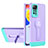 Silicone Matte Finish and Plastic Back Cover Case with Stand H01P for Xiaomi Redmi Note 11 4G (2022) Purple