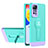 Silicone Matte Finish and Plastic Back Cover Case with Stand H01P for Xiaomi Redmi Note 11S 4G Cyan