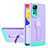 Silicone Matte Finish and Plastic Back Cover Case with Stand H01P for Xiaomi Redmi Note 11S 4G Purple