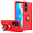 Silicone Matte Finish and Plastic Back Cover Case with Stand H02P for Huawei Honor X7 Red