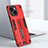 Silicone Matte Finish and Plastic Back Cover Case with Stand H02X for Apple iPhone 13 Red