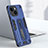 Silicone Matte Finish and Plastic Back Cover Case with Stand H02X for Apple iPhone 14 Plus Blue