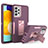 Silicone Matte Finish and Plastic Back Cover Case with Stand J01S for Samsung Galaxy A52 4G Purple