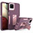 Silicone Matte Finish and Plastic Back Cover Case with Stand J01S for Samsung Galaxy F12 Purple