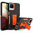 Silicone Matte Finish and Plastic Back Cover Case with Stand J01S for Samsung Galaxy M12 Orange