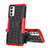 Silicone Matte Finish and Plastic Back Cover Case with Stand J01X for Samsung Galaxy F23 5G Red