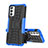 Silicone Matte Finish and Plastic Back Cover Case with Stand J01X for Samsung Galaxy M23 5G Blue